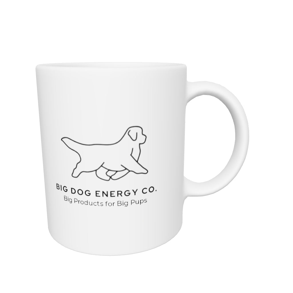 3D View of white Big Dog Energy Dog Hair coffee mug.