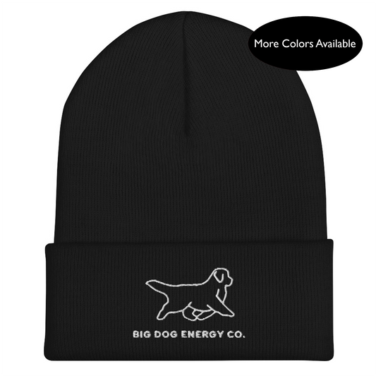 Black cuffed beanie with Big Dog Energy Company logo