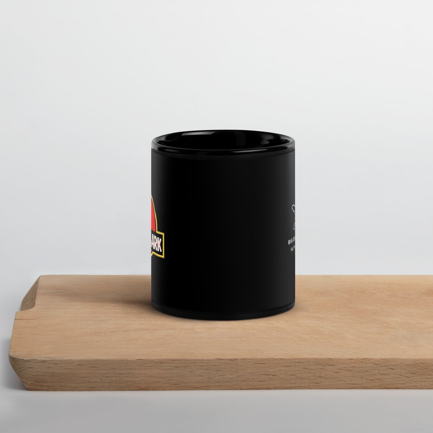Side view of black 11 ounce mug