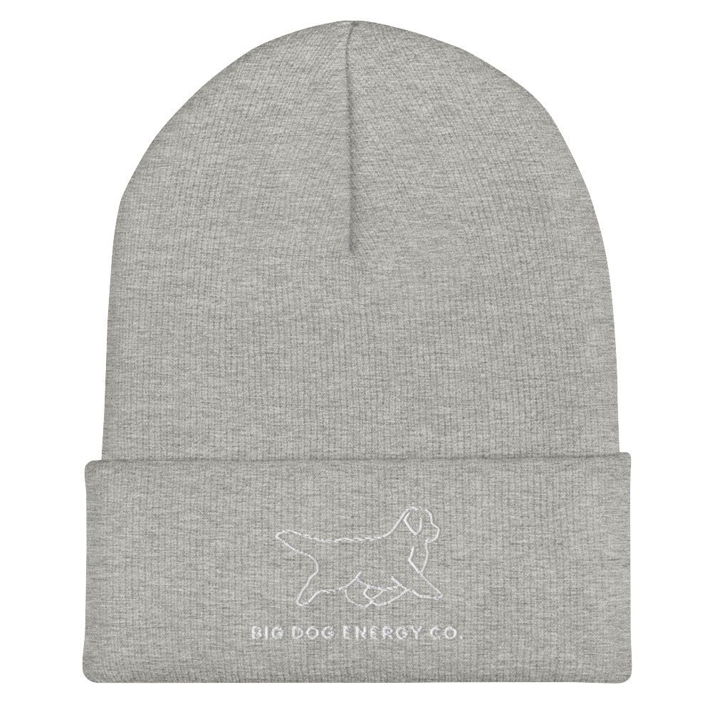 Heather grey cuffed beanie with Big Dog Energy Company logo