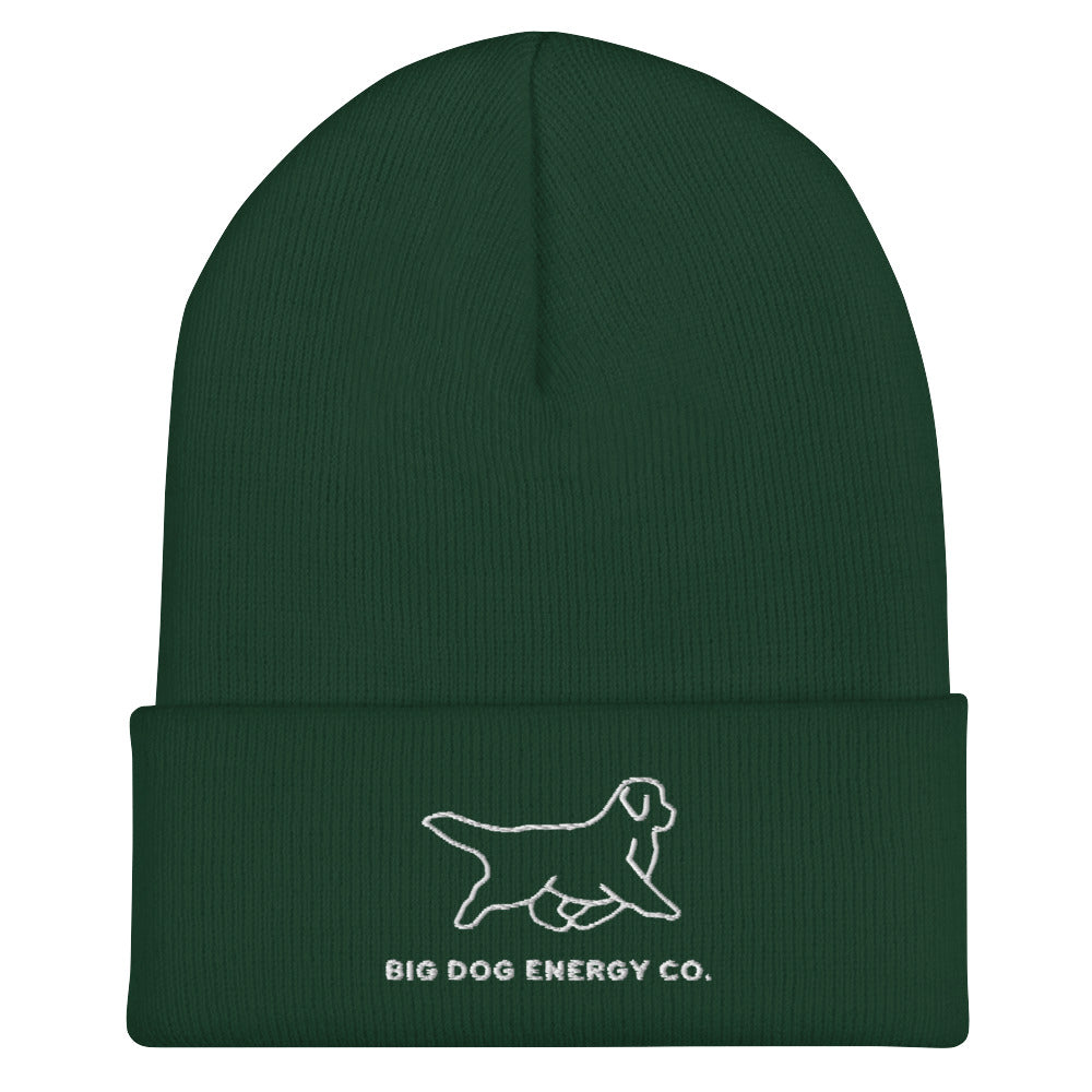 Green cuffed Winter hat with Big Dog Energy Company logo