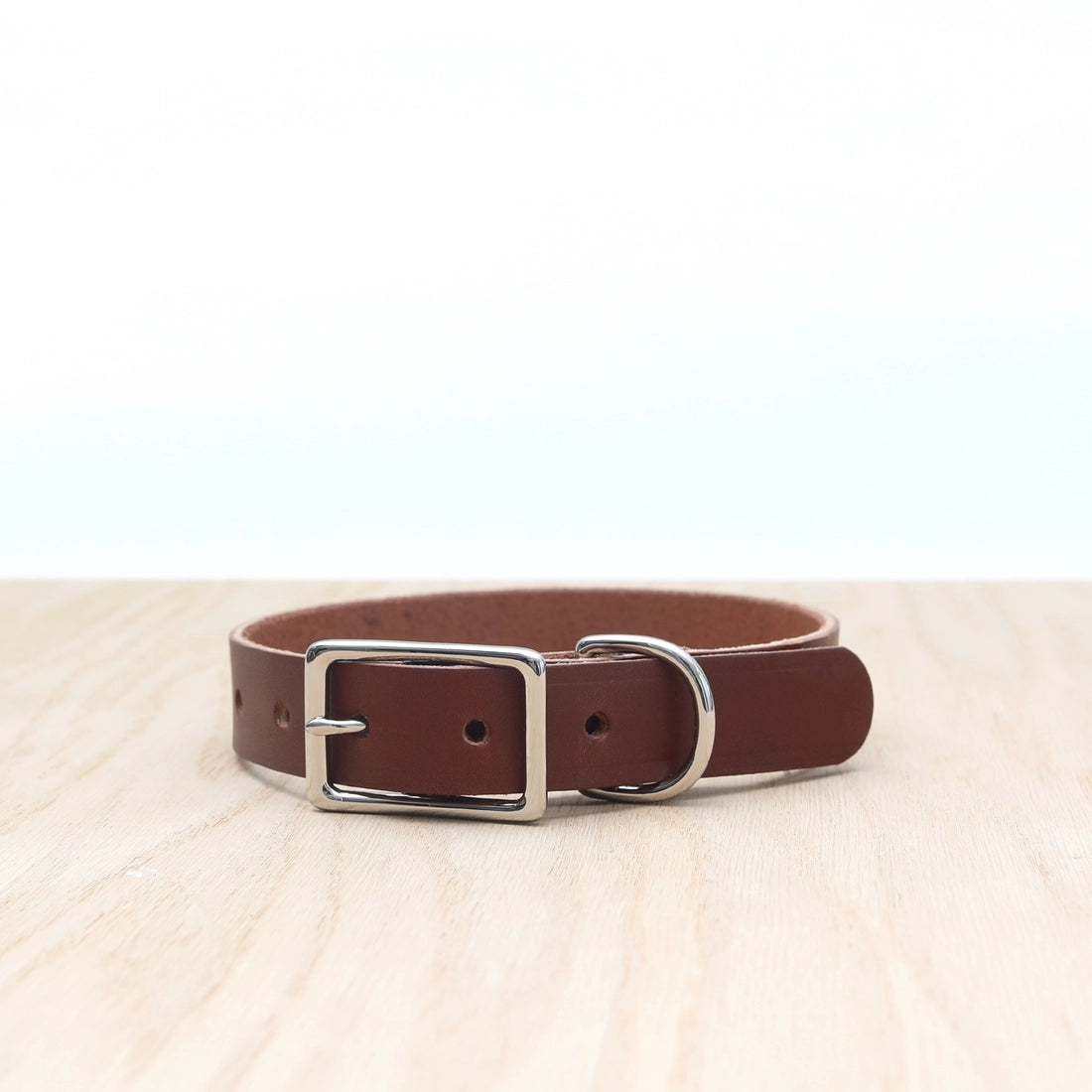 1 inch wide brown leather Mimi Green dog collar for big and giant dogs with necks between 24 and 28 inches