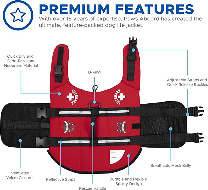 Red Neoprene Dog Life Jacket