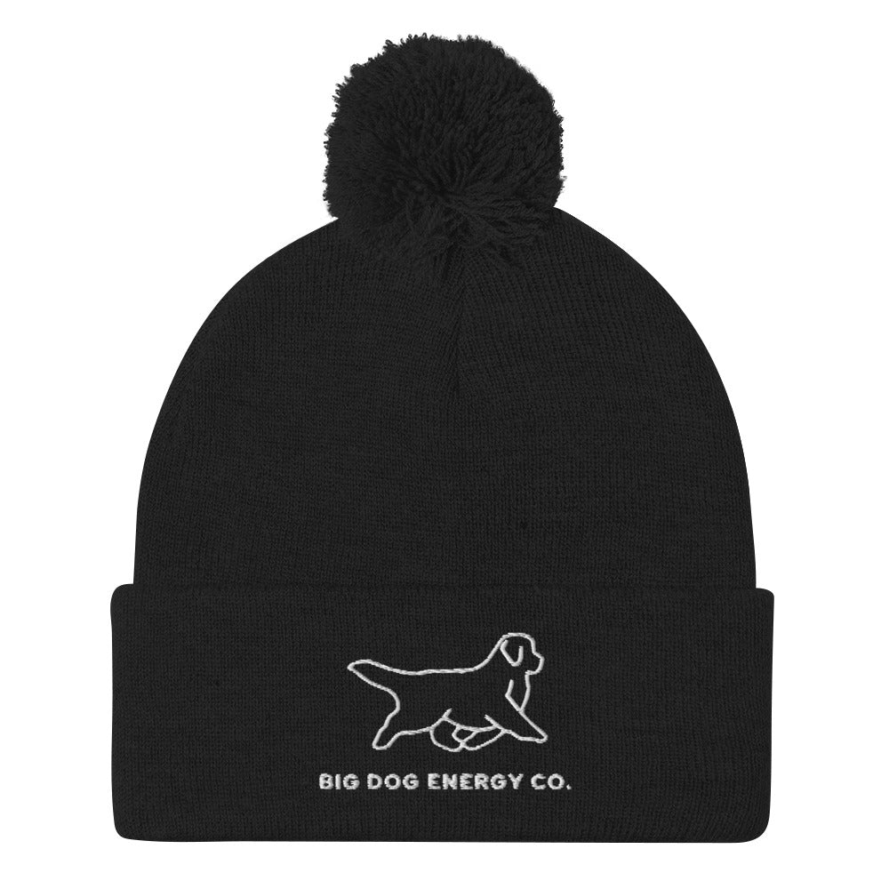Black cuffed beanie with pom and Big Dog Energy Company logo