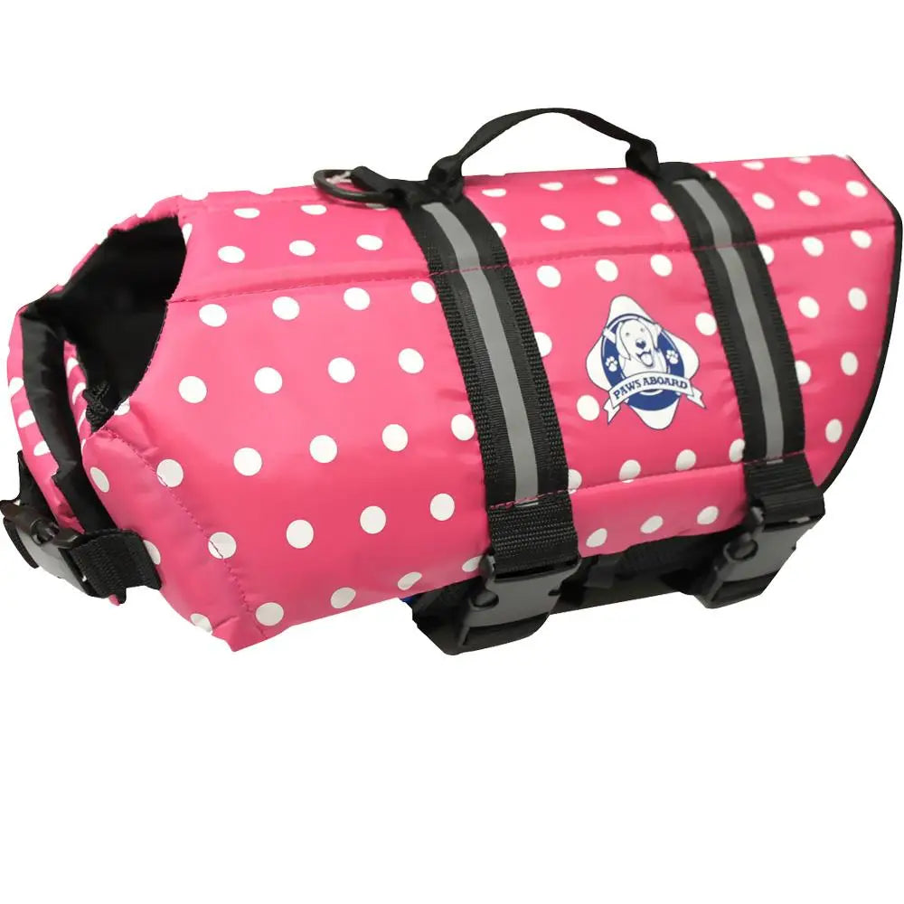 Pink Polka Dot Neoprene Dog Life Jacket