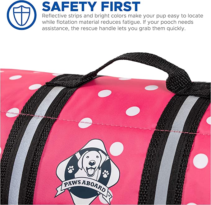 Pink Polka Dot Neoprene Dog Life Jacket