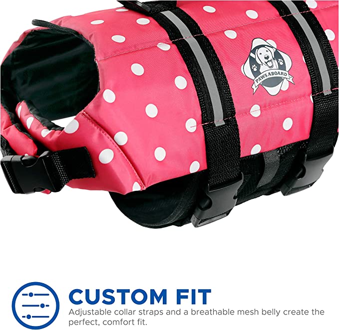 Pink Polka Dot Neoprene Dog Life Jacket