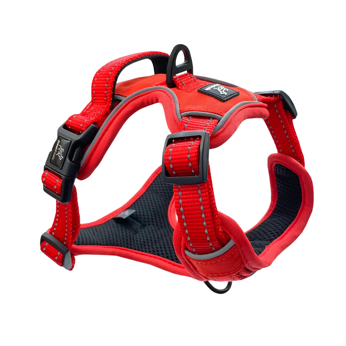 Bight orange Pawshtails no-pull harness that fits giant and large dogs with a 20.5 inch to 28.75 inch neck and 30 inch to 39 inch girth