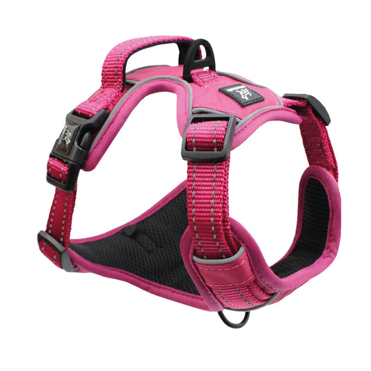 XL Pink Pawshtails no-pull harness that fits giant and large dogs with a 20.5 inch to 28.75 inch neck and 30 inch to 39 inch girth