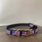 1 inch wide navy Diva Dog collar with USA flag pattern for big and giant dogs with necks between 24 and 32 inches