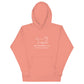 Dusty rose pink hoodie showing the white Big Dog Energy Company logo, which is a Newfoundland dog silhouette over the company name, with a smaller saying "Big Products for Big Pups" underneath the logo, also in white text.