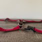 Laid out easy-on Mimi Green red velvet dog harness for large and giant dogs with a 35 inch to 42 inch girth